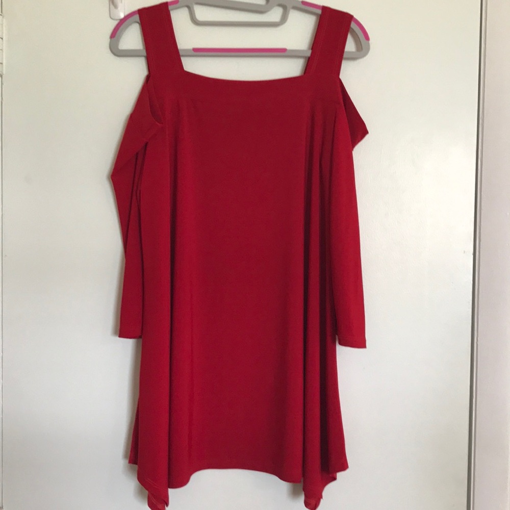 Beautiful Bright red cold shoulder top